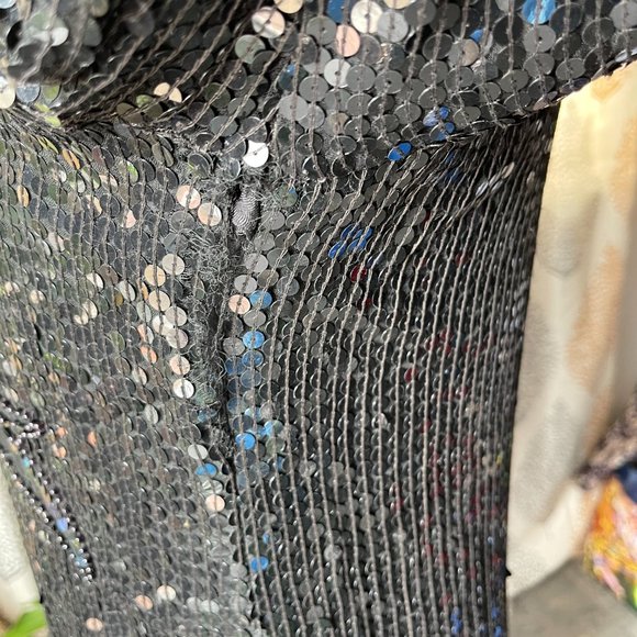 Vintage Black Beaded and Sequin Dress - Picture 5 of 7